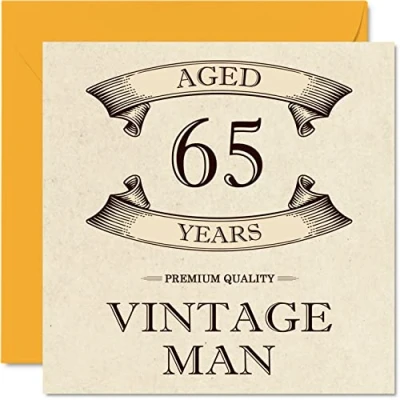 Afbeelding van Vintage 65e verjaardagskaarten voor mannen leeftijd 65 jaar leuke verjaardagskaart opa vader echtgenoot vriend oom broer opa, 145 mm x wenskaarten,