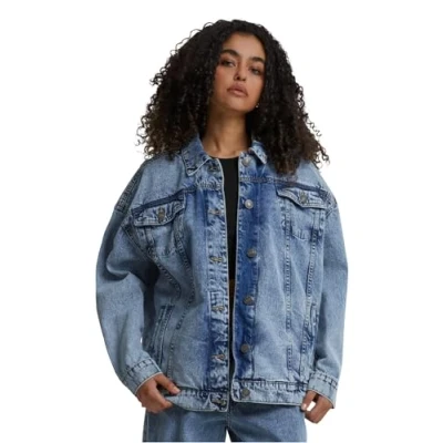 Afbeelding van Urban Classics Spijkerjas, Dames, Maat: XS, Tinted lightblue washed