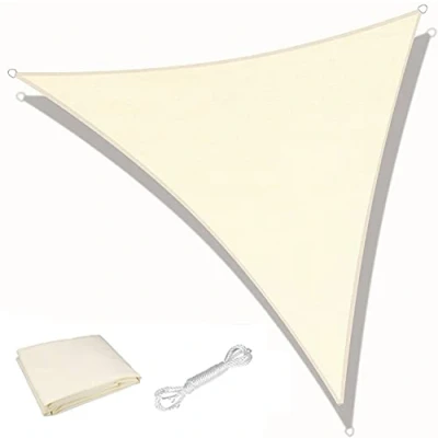 Afbeelding van KAHEIGN Driehoekig zonnescherm, 3 x m m, waterdicht, 98% UV werend 180 g/m² zonnescherm voor buiten, tuin, patio, feest (crème)