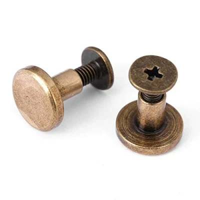 Afbeelding van 20 stuks buisklinknagels platte kop messing schroeven moeren klinknagels dop accessoires leer ambachten (8 mm)