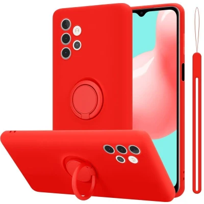 Afbeelding van Cadorabo Hoesje geschikt voor Samsung Galaxy A32 5G in LIQUID ROOD Beschermhoes van flexibel TPU silicone Case Cover met ring
