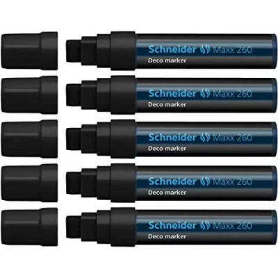 Afbeelding van krijtmarker Schneider Maxx 260 zwart doos met 5 stuks