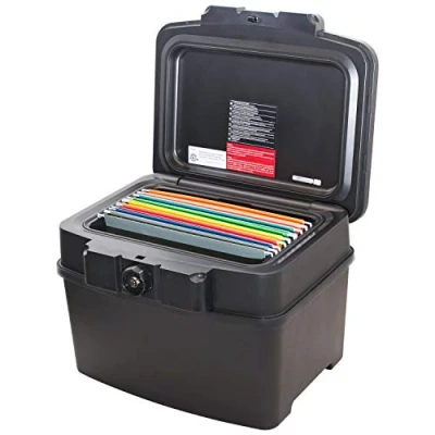 Afbeelding van HMF 250453 Vuurvaste waterdichte documentenbox, DIN A4, hangmap, zwart