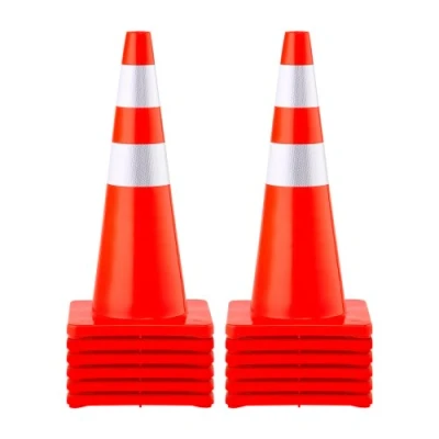 Afbeelding van VEVOR veiligheidskegels, 60 cm hoog, 12 stuks PVC verkeerskegels met 2 reflecterende kragen en verzwaarde voet, voor verkeerscontrole, parkeren op de oprit