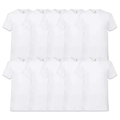 Afbeelding van Fruit of the Loom T shirt voor heren, met V hals, voordeelverpakking van 10 stuks, wit (wit 30), 5XL