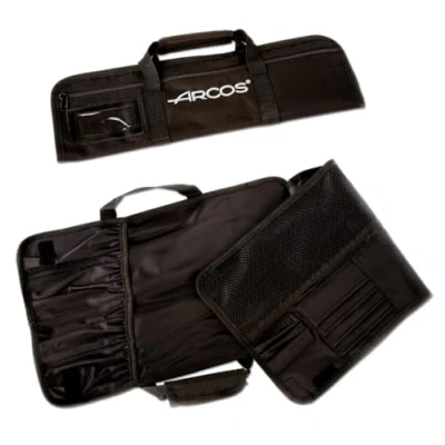Afbeelding van Arcos Messen Roll Bag naar 4 stuks 100% Polyester 460 x 275 mm 18&quot;x11&quot; Zwarte Kleur (MESSEN NIET INBEGREPEN)