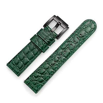 Afbeelding van TW Steel Marc Cobel armband, horlogeband, leer, met zwarte sluiting, 22 mm, topkwaliteit, donkergroene krokodil, Riemen.