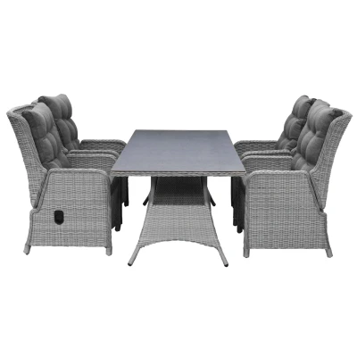 Afbeelding van 4 Seizoenen Tuinmeubelen 5 delige tuinset Dublin verstelbare stoelen 180cm tafel (Keramiek)