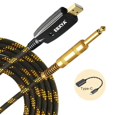 Afbeelding van EBXYA USB Gitaar Kabel naar 6.35mm Interface 3M TS 1/4 Jack voor Bas Computer Muziek Opname