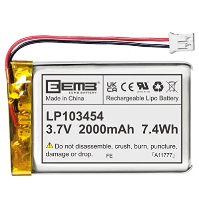 Afbeelding van EEMB batterij 3.7V 2000mAh 103454 Lipo Opladen met connector JST (UL certificering) Zorg ervoor dat de polariteit van het apparaat overeenkomt voor aankoop!