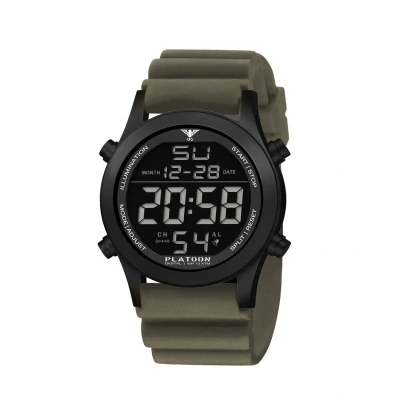 Afbeelding van KHS KHS.PLABSD.DSGO Polshorloge Heren Kwarts PLATOON Black Steel Digital