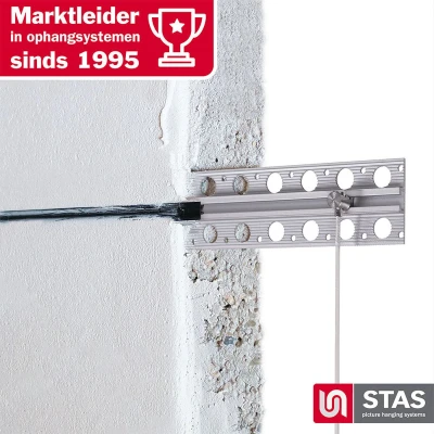 Afbeelding van STAS plasterrail 150cm Instucrail Ophangsysteem geïntegreerd in stucwerk 150 cm