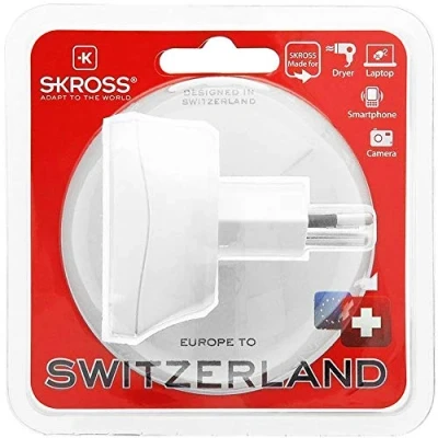 Afbeelding van SKROSS 1.500205 E Europe to Switzerlan Bescherming tegen elektrische schokken KID SAFE. Reisadapter van EU naar Zwitserland Spanning en vermogen: 100V 1000W / 250V 2500W