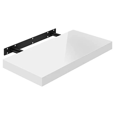Afbeelding van WOLTU Muurplank Volato, RG9476ws, wandboard, vrij zwevend, zwevende plank, hout, hoogglanzend wit, als boekenplank, of voor cd&#039;s, dvd&#039;s, 40 x 22,9 3,8 cm