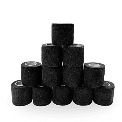 Afbeelding van SUPERBE Self Adhesive Bandage Wrap Tattoo Grip Tape 2 inch x 5 Yards Cohesive Medical for Sports &amp; First Aid, Elastic Sticking Vet Dogs (2 Inch, 12 Black)