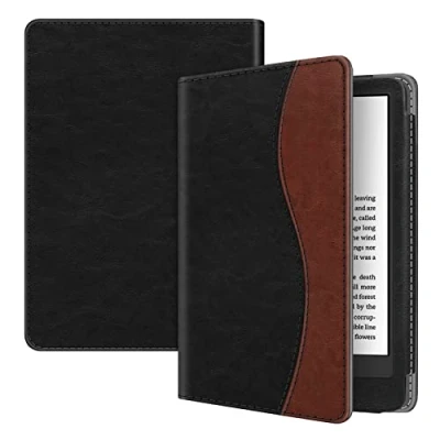 Afbeelding van Fintie Hoes voor de nieuwe Kindle (11e generatie 2022) met 6 inch display Folio kunstleer beschermhoes Auto Sleep/Wake functie, (zwart/bruin)