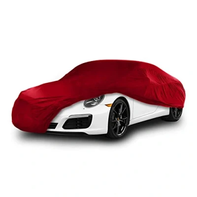 Afbeelding van Cosmos 10376 Indoor autohoes Elastisch Ademend Stofdicht Volledig Superzachte Bescherming 130gsm Stof in Large, Rood