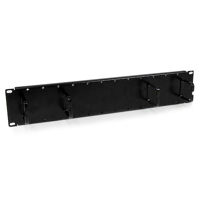 Afbeelding van StarTech.com 2U tweezijdig horizontaal kabelpaneel met vingergoot &amp; D ringhaken