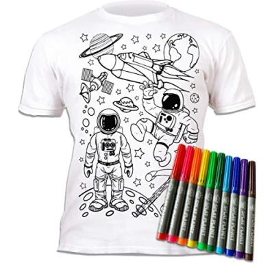 Afbeelding van Splat Planet Kleur in Ruimte T shirt met 10 niet giftige wasbare magische pennen binnen en was uit (7 8 jaar)