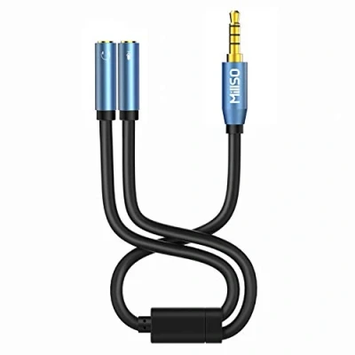 Afbeelding van MillSO Combo Audio adapter 3.5mm Y Splitter voor PC Gaming hoofdtelefoon (2x3 pole aansluiting op 1x4 stekker) jack headset Xbox One, PS4, smartphones en laptop