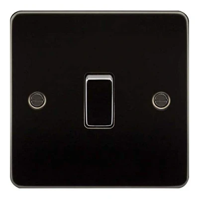 Afbeelding van Knightsbridge FP2000GM Plat FPAV2000GM platte plaat 10A 1G 2 weg schakelaar gunmetal, 230 V