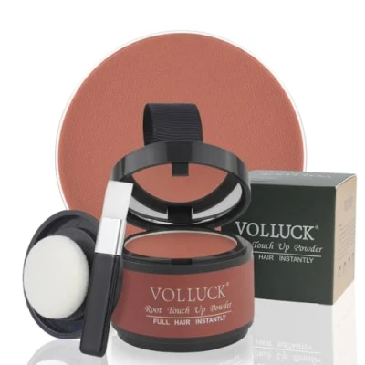 Afbeelding van VOLLUCK Root Touch up Poeder Directe Dekking voor Uitgroei, Grijze Haren &amp; Dunner Wordende Haarlijn Natuurlijke, Niet Vettige Haarpoeder Mannen en Vrouwen 4 g (Kastanjebruin)