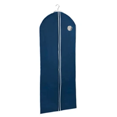 Afbeelding van WENKO Kledingtas Air, voor reizen of om op te bergen, met praktisch kijkvenster en doorlopende ritssluiting, beschermt tegen motten, stof vuil, ademend vliesmateriaal, 60 x 150 cm, marineblauw
