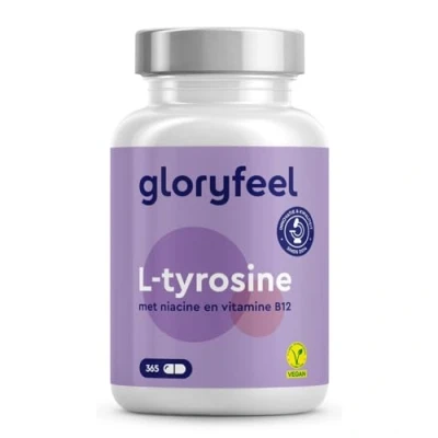 Afbeelding van L tyrosine hoge dosering 365 capsules met 1000 mg per dagdosering Aminozuur vitamine B voor zenuwen, stofwisseling en psyche * Een half jaar voorraad 100% veganistisch