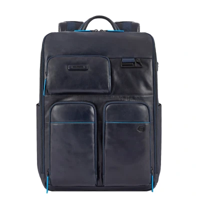 Afbeelding van Piquadro blue Square Computer backpack With iPad Pro Laptoptas Leren tas
