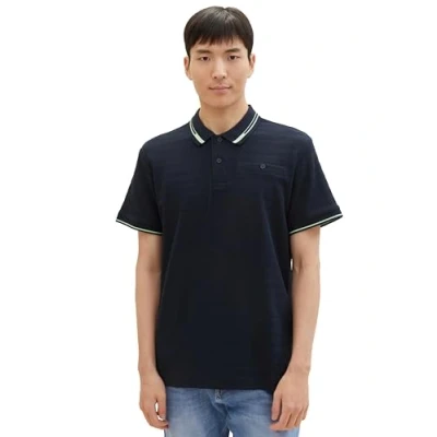 Afbeelding van TOM Tailor MIT Struktur Poloshirt, Heren, Maat: XXL, Sky captain blue