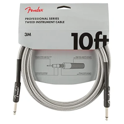 Afbeelding van Fender® »PROFESSIONAL SERIES INSTRUMENT CABLE TWEED« Gitaarkabel Rechte Jack Plug 3m Kleur: White Tweed