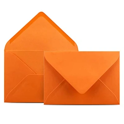 Afbeelding van COLOURS 4 YOU enveloppen, DIN C6, oranje, 11,4 x 16,2 cm, 80 g/m² met natte lijm, puntige klep, zonder venster, 50 stuks
