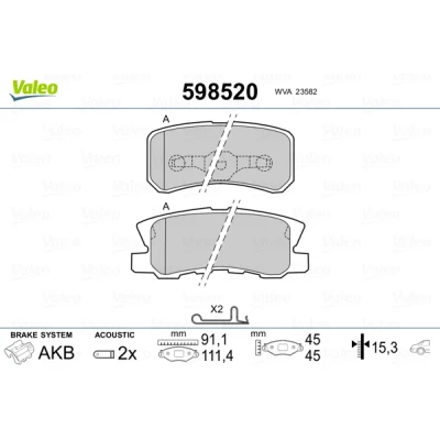 Afbeelding van Valeo Remblokset 598520
