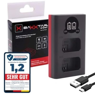 Afbeelding van Baxxtar Batterijlader EN EL25 Compatibel met Nikon Z50 Z fc 19112 USB Dual LCD Mini Gevoed via C of Micro