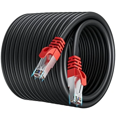 Afbeelding van 40 m Cat 7 Netwerkkabel Hoge Snelheid 10Gbit/s Buiten Ethernet LAN Kabel meter Internet SFTP Afgeschermde Rj45 Gigabit Cable Zwart voor PS5/4 Xbox Modem Router PC