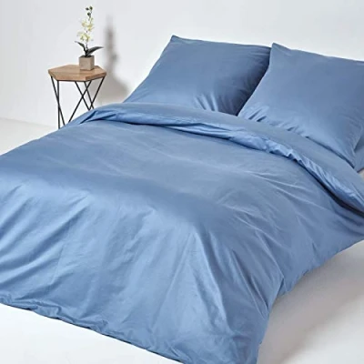 Afbeelding van Homescapes Perkaal beddengoed 155 x 220 cm Blauw, 100% Egyptisch katoen, draaddichtheid 1000