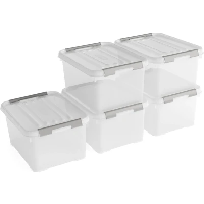 Afbeelding van Curver 246385 Kunststofbox HANDY Gesloten, Stapelbaar (b x h d) 400 200 290 mm Transparant 5 stuk(s)