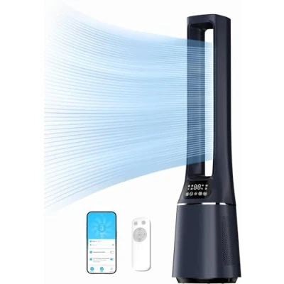 Afbeelding van Midea MFP 120i (BL) 2 in 1 torenventilator, stil, 38 dB, luchtreiniger, H13 True HEPA op 47,6 ㎡ led display, afstandsbediening, oscillatie, 12 uurs timer, compatibel met draadloze verbinding, app,