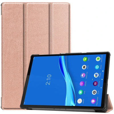 Afbeelding van Lenovo Tab M10 Plus Hoes: iMoshion Trifold Bookcase Rosé Goud Kunstleder Tablet Hoezen