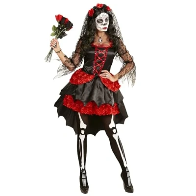 Afbeelding van WIDMANN „DIA DE LOS MUERTOS BRIDE (jurk, sluier met bloemen) (S)