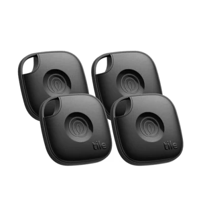 Afbeelding van Tile by Life360 Mate (2024) Bluetooth tracker, sleutelfinder en itemfinder voor sleutels, tassen meer. Telefoonzoeker. Zowel iOS als Android compatibel. 4 pack (zwart)