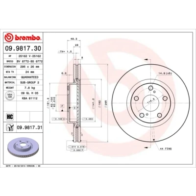 Afbeelding van Brembo Remschijf 09.9817.31