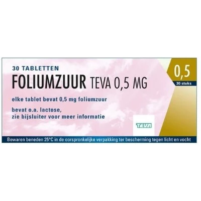 Afbeelding van Teva Foliumzuur 0.5, 30 tabletten