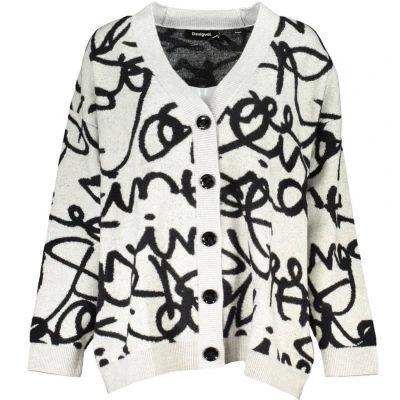 Afbeelding van Graffiti Print Cardigan Relaxed Fit Wo White Sweaters
