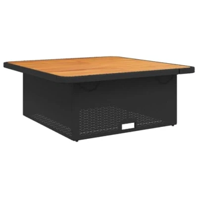 Afbeelding van Tuintafel 110x110x71 cm poly rattan en massief acaciahout zwart