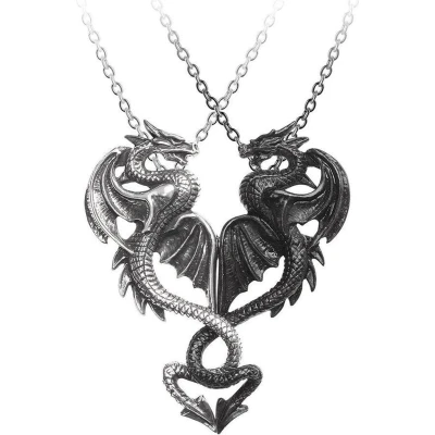 Afbeelding van Alchemy Ketting DRACONIC TRYST DOUBLE Zilverkleurig/Zwart