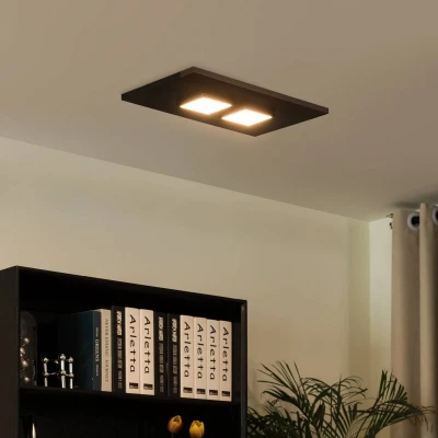 Afbeelding van Lucande plafondlamp 2lichts IJzer, aluminium H: 3.8 cm GX53 zwart, grafiet Inclusief lichtbronnen