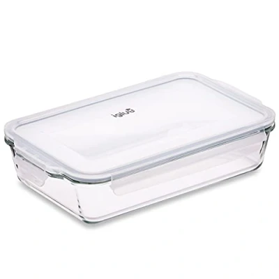 Afbeelding van Igluu Meal Prep Glazen Lasagne Schaal met Luchtdichte Snap Lock Deksel Grote Rechthoekige Oven BPA Vrij, Magnetron, Vriezer &amp; Vaatwasserbestendige Ovenschaal 2.2L (Koken en Invriezen)