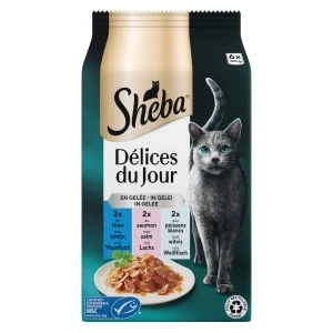 Afbeelding van Sheba Délices Du Jour Kattenvoer Nat Selectie Maaltijdzakjes Multipack Gevogelte in Gelei 6x50 gr