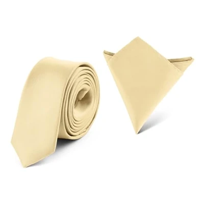 Afbeelding van Ladeheid Heren Stropdas &amp; Pochet Set SP/P (150cm x 5cm, 22cm 22cm, Ecru)